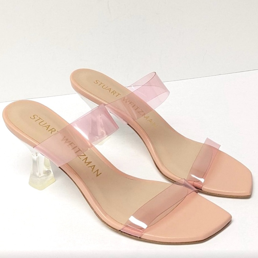 Stuart Weitzman Kristal Clear Heeled Sandals, Light Pink, Women's 9.5 M